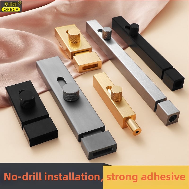 Durvju slēdzene bez urbšanas ar līmējošu uzstādīšanu – universālais tips, push-pull mehānisms, alumīnija sakausējums, smags bloķētājs