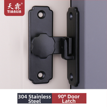 Smaga ēkas durvju slēdzējs mehānisms ar 90°/180° leņķi, no 304 nerūsējošā tērauda, matēta/melna virsma, moderns minimālisms