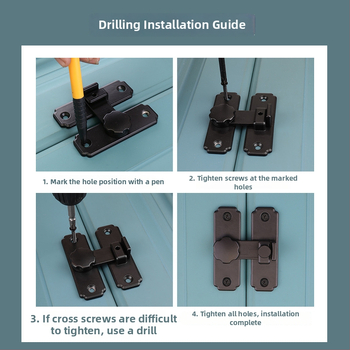 Smaga ēkas durvju slēdzējs mehānisms ar 90°/180° leņķi, no 304 nerūsējošā tērauda, matēta/melna virsma, moderns minimālisms