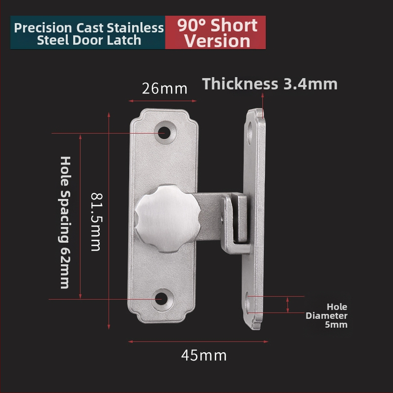 Smaga ēkas durvju slēdzējs mehānisms ar 90°/180° leņķi, no 304 nerūsējošā tērauda, matēta/melna virsma, moderns minimālisms