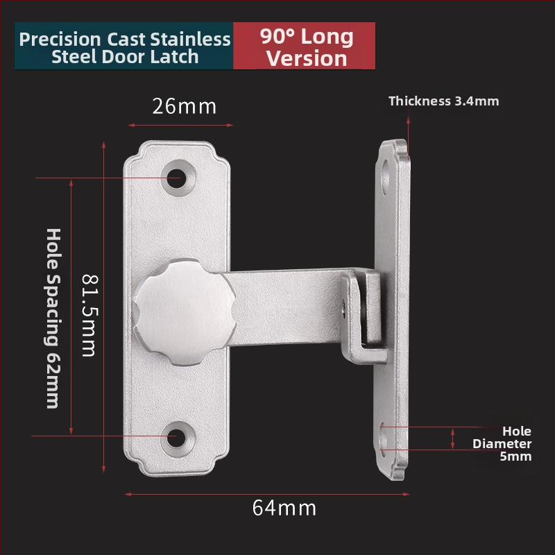 Smaga ēkas durvju slēdzējs mehānisms ar 90°/180° leņķi, no 304 nerūsējošā tērauda, matēta/melna virsma, moderns minimālisms