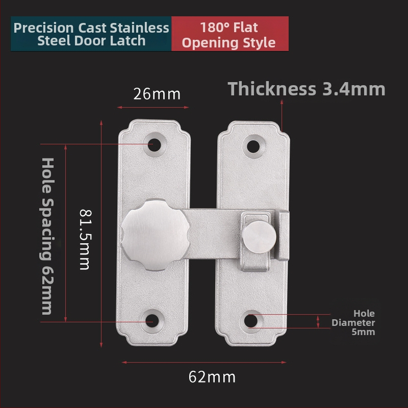 Smaga ēkas durvju slēdzējs mehānisms ar 90°/180° leņķi, no 304 nerūsējošā tērauda, matēta/melna virsma, moderns minimālisms