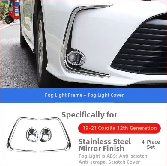 Toyota Corolla 2019–2024 jaoks: esikaitseraiba, nurga kaitse, udutuled dekoratiivne joon; ei ühildu sportversiooniga.