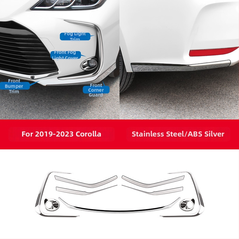 Toyota Corolla 2019–2024 jaoks: esikaitseraiba, nurga kaitse, udutuled dekoratiivne joon; ei ühildu sportversiooniga.