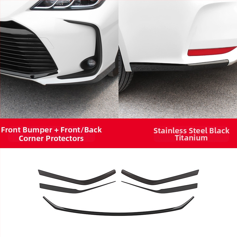 Toyota Corolla 2019–2024 jaoks: esikaitseraiba, nurga kaitse, udutuled dekoratiivne joon; ei ühildu sportversiooniga.