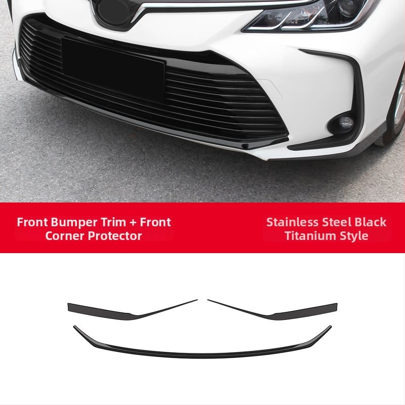 Toyota Corolla 2019–2024 jaoks: esikaitseraiba, nurga kaitse, udutuled dekoratiivne joon; ei ühildu sportversiooniga.