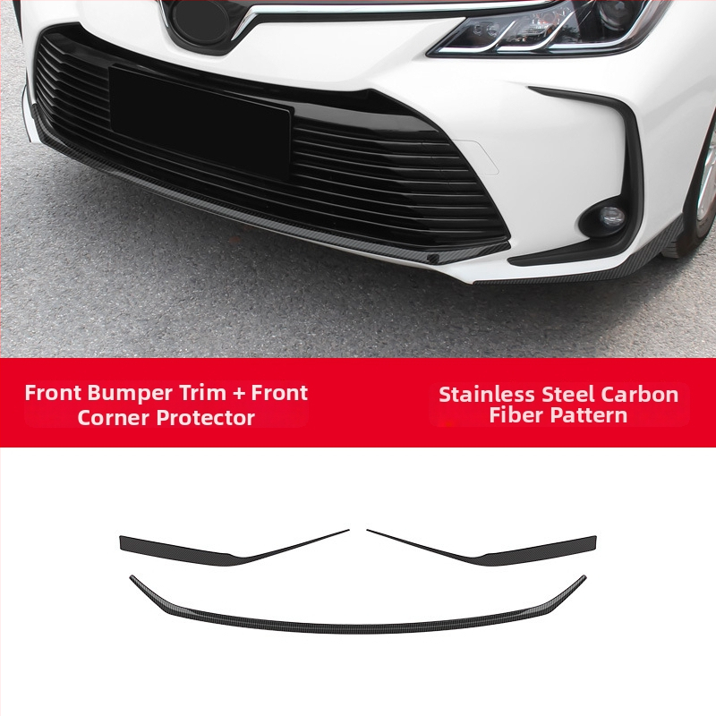 Toyota Corolla 2019–2024 jaoks: esikaitseraiba, nurga kaitse, udutuled dekoratiivne joon; ei ühildu sportversiooniga.
