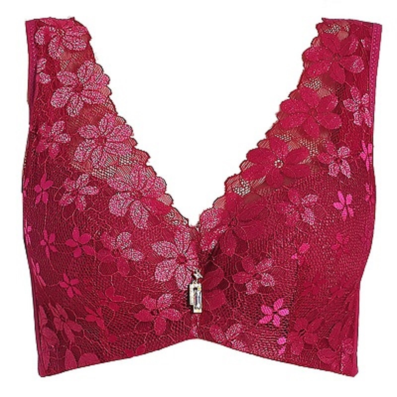 Sutien dantelat cu cupe turnate ultra-subțiri, 3/4 cup, material nylon, bretele fixe duble, închidere spate cu patru rânduri