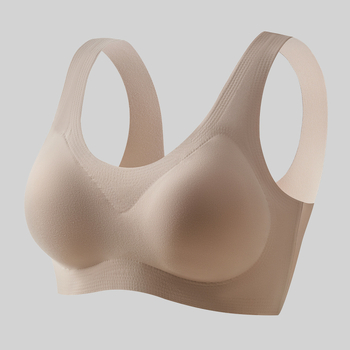 Sieviešu neilona sporta krūšturis bez šuvēm, ar fiksētām siksnām, pilna kauss, visām sezonām