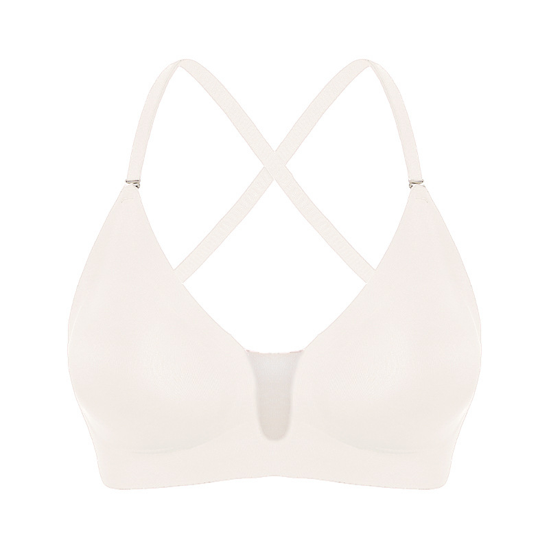 Nylonapakšveļa bez muguras ar dziļu U kaklu un režģa paneli, bezšuvju un viegla, plānas veidotas kupas, dubultās plecu siksnas