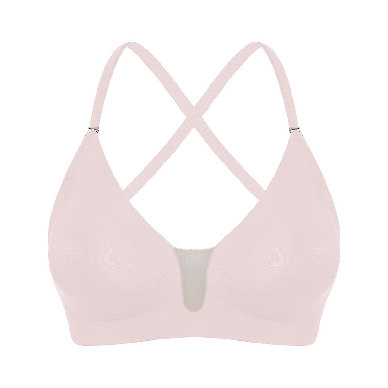 Nylonapakšveļa bez muguras ar dziļu U kaklu un režģa paneli, bezšuvju un viegla, plānas veidotas kupas, dubultās plecu siksnas