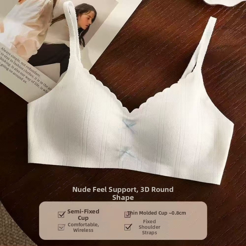 Õmblusteta rinnahoidja väikese rinnaga, hingav, 3/4 kaussi, õhukesed vormitud tassid, selja kinnitusega kahekordse sulgemisega