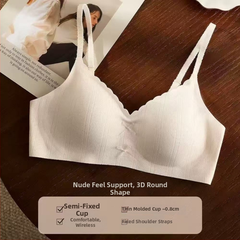 Õmblusteta rinnahoidja väikese rinnaga, hingav, 3/4 kaussi, õhukesed vormitud tassid, selja kinnitusega kahekordse sulgemisega