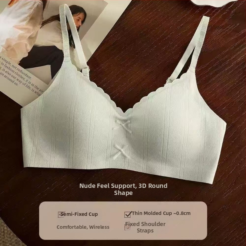 Õmblusteta rinnahoidja väikese rinnaga, hingav, 3/4 kaussi, õhukesed vormitud tassid, selja kinnitusega kahekordse sulgemisega