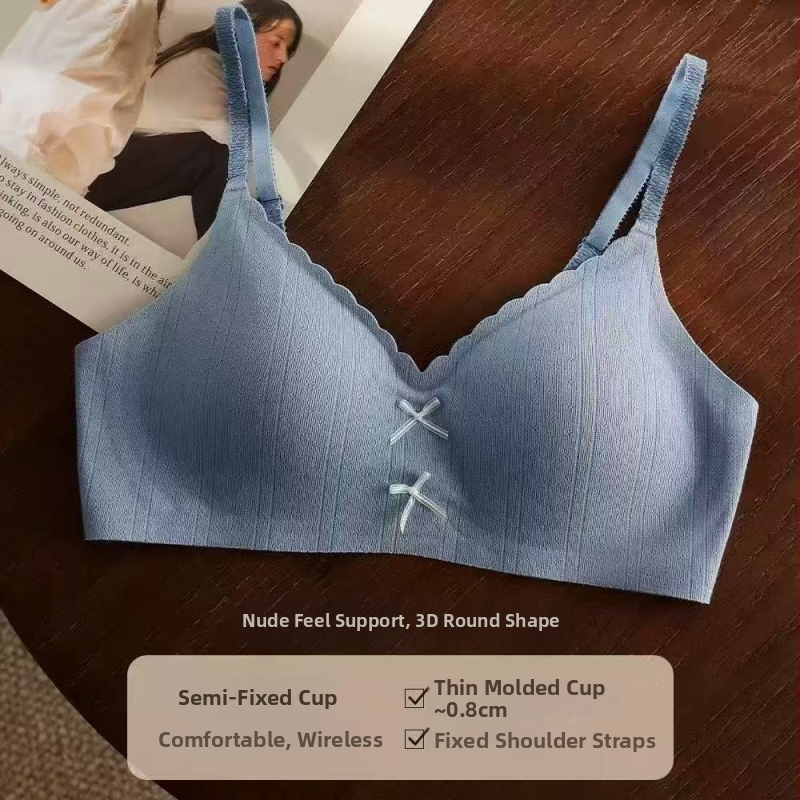 Õmblusteta rinnahoidja väikese rinnaga, hingav, 3/4 kaussi, õhukesed vormitud tassid, selja kinnitusega kahekordse sulgemisega