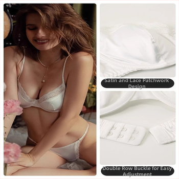 Set sutiene din dantelă, cupă 3/4, cupă modelată cu vârf subțire și bază mai groasă, bretele fixe în dublu, închidere spate cu trei rânduri