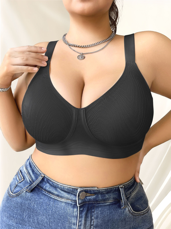 Bezšuvju krūšturis lielām izmēram, atbalsts un pacelšana, neilona audums, pilnas kupas, plānas formētas kupas, fiksētas dubultās siksnas, aizmugurē četrās rindās aizdare