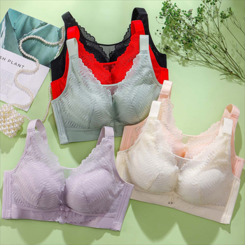 Sutien wireless cupe 3/4, cupe turnate ultra-subțiri, material poliester, bretele fixe duble, închidere spate cu patru rânduri