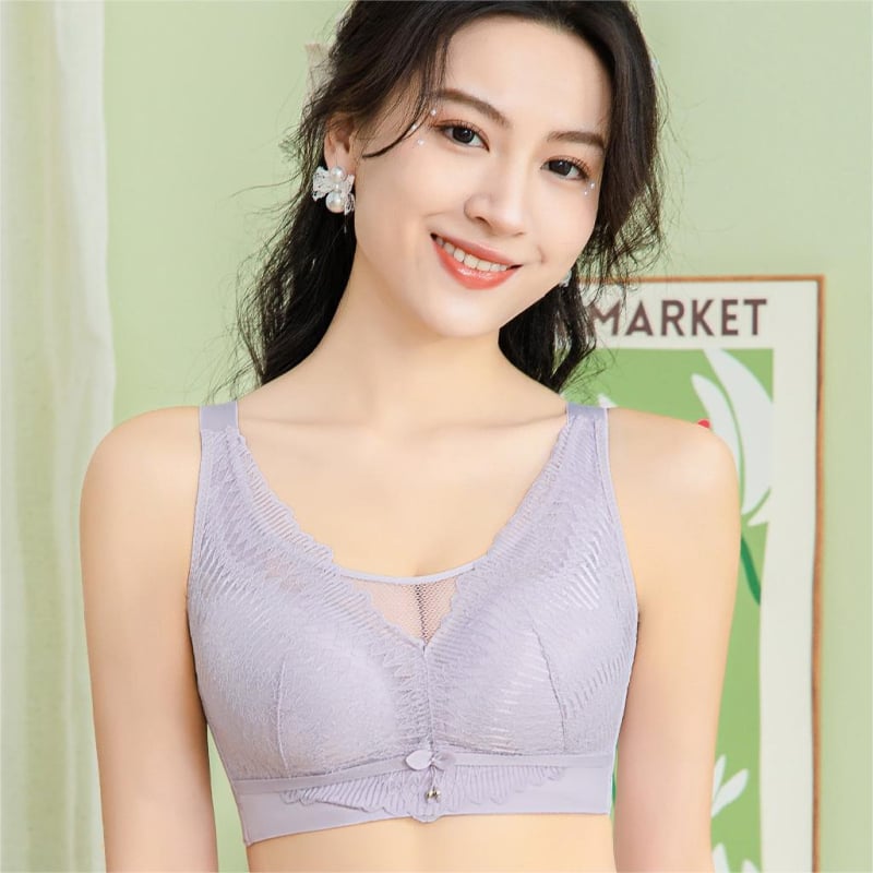 Sutien wireless cupe 3/4, cupe turnate ultra-subțiri, material poliester, bretele fixe duble, închidere spate cu patru rânduri