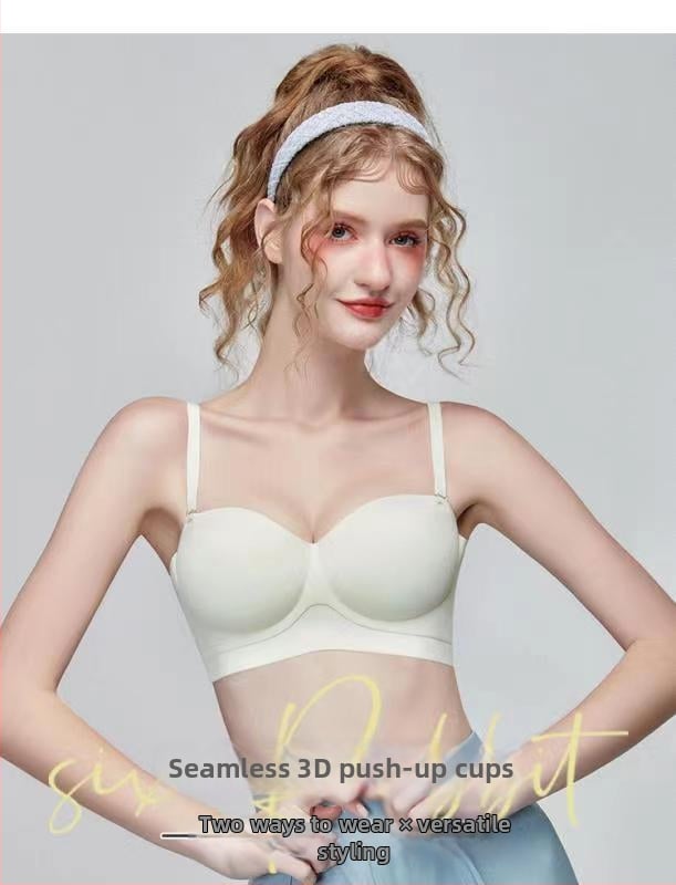 Sutien fără bretele, anti-alunecare, push-up, invizibil, cupă 3/4, formă cupă: superioară subțire, inferioară groasă