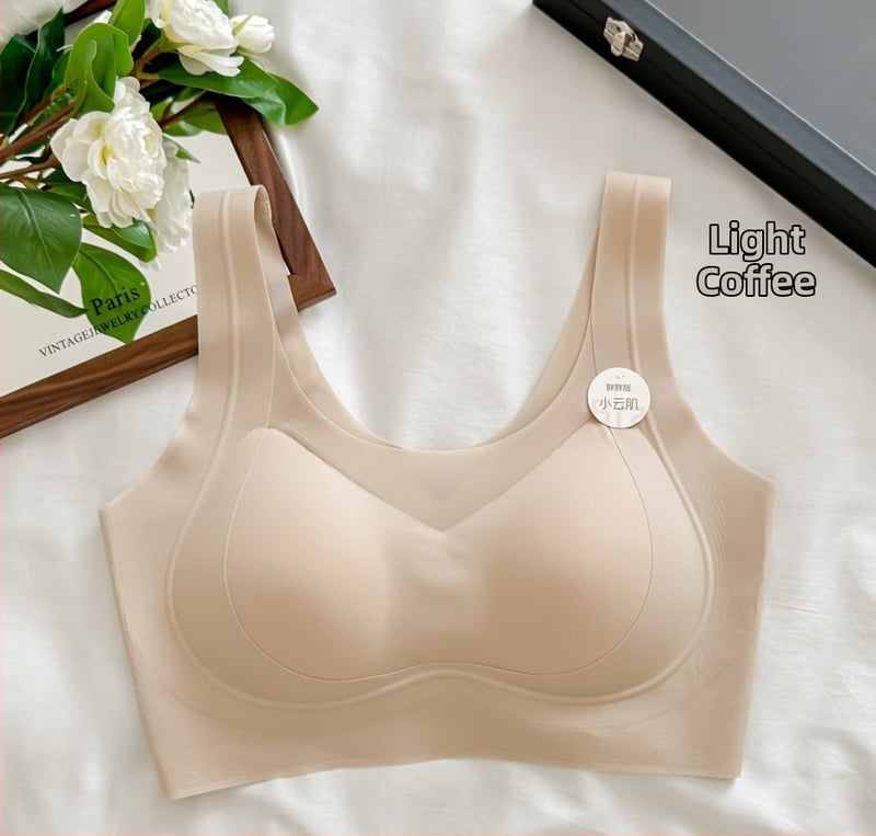 Sutien în stil vestă, wireless, cupe din nylon, respirabil, spate invizibil, bretele duble fixe