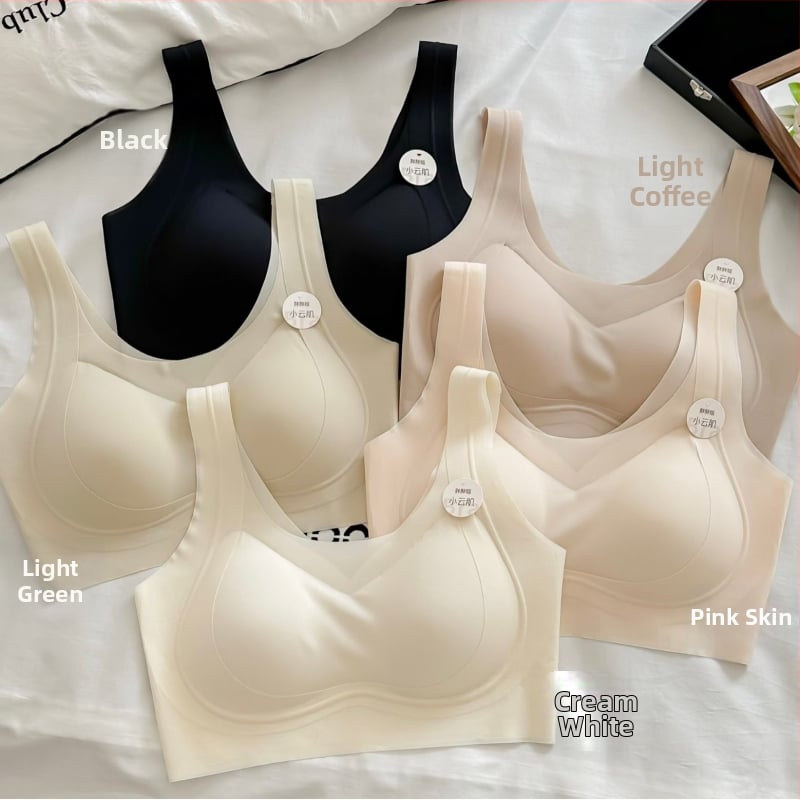 Sutien în stil vestă, wireless, cupe din nylon, respirabil, spate invizibil, bretele duble fixe