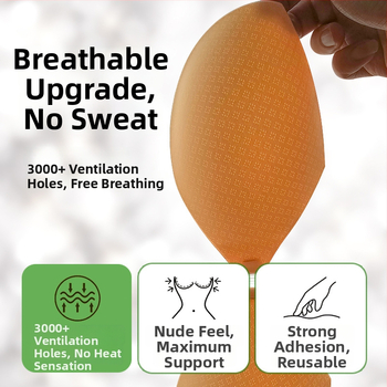 Silicone krūšu plāksteris pacēlumam, plāns un elpojošs, rombu formas spraugas, neuzkrītošs krūštura spilventiņš kāzu tērpam