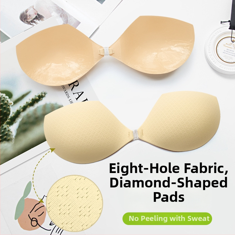 Silicone krūšu plāksteris pacēlumam, plāns un elpojošs, rombu formas spraugas, neuzkrītošs krūštura spilventiņš kāzu tērpam