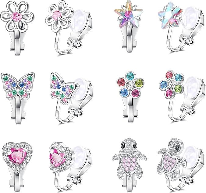 Dječje trokutaste naušnice s klipsom za uho, geometrijski stil, legura, elektroplatiranje (Legura; Geometrijski stil; Elektroplatiranje; Za djecu)