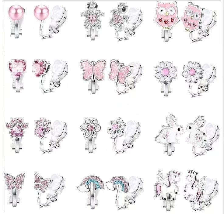 Dječje trokutaste naušnice s klipsom za uho, geometrijski stil, legura, elektroplatiranje (Legura; Geometrijski stil; Elektroplatiranje; Za djecu)