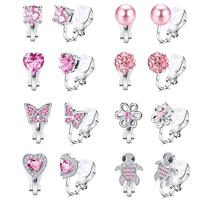 Dječje trokutaste naušnice s klipsom za uho, geometrijski stil, legura, elektroplatiranje (Legura; Geometrijski stil; Elektroplatiranje; Za djecu)