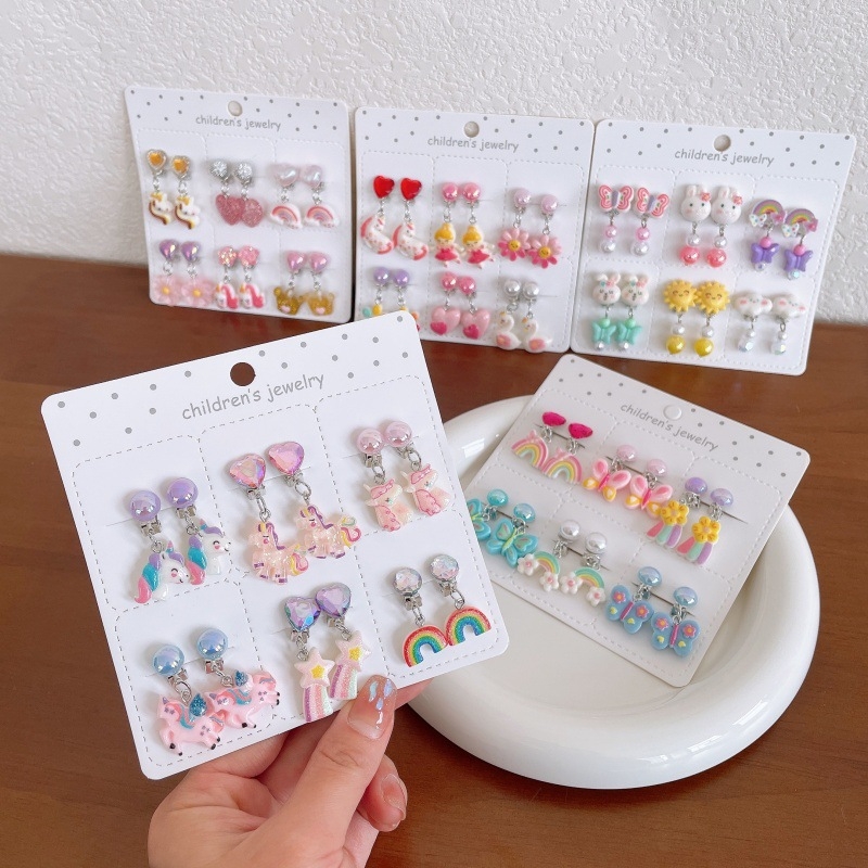 Bērnu ausu klipsi ar karikatūras dizainu, materiāls plastmasa/rezīns, piemērots vecumam 3–10 gadi