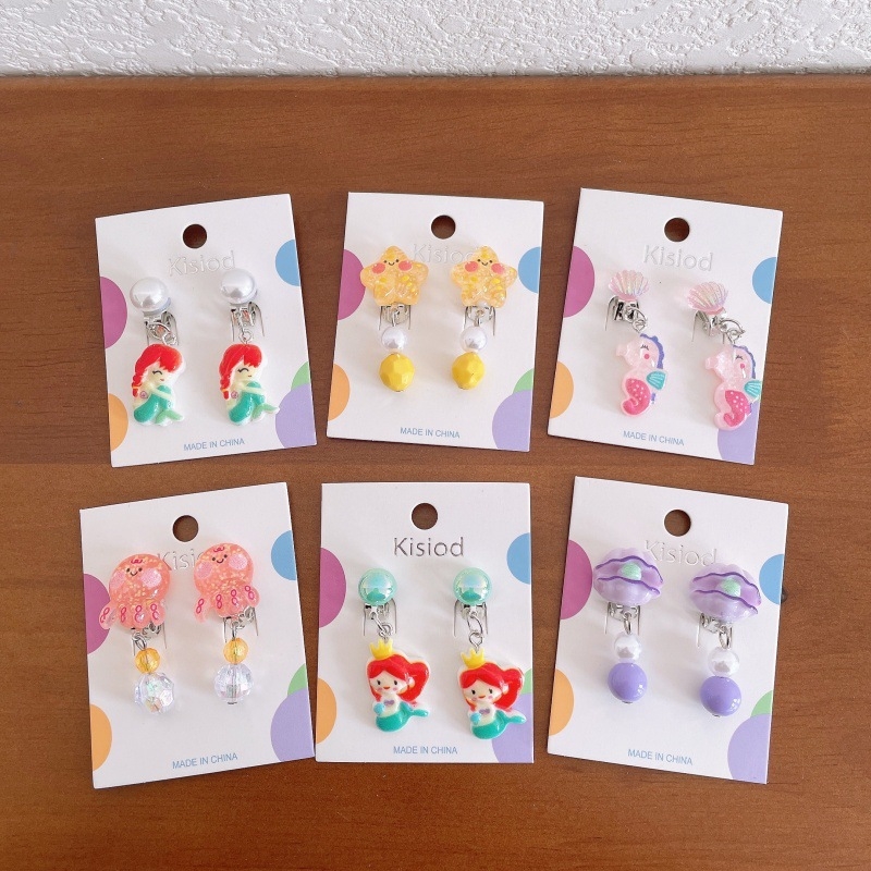 Bērnu ausu klipsi ar karikatūras dizainu, materiāls plastmasa/rezīns, piemērots vecumam 3–10 gadi