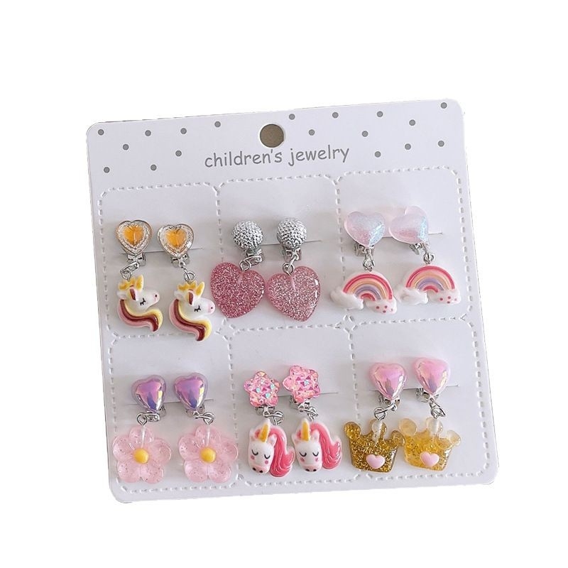 Bērnu ausu klipsi ar karikatūras dizainu, materiāls plastmasa/rezīns, piemērots vecumam 3–10 gadi