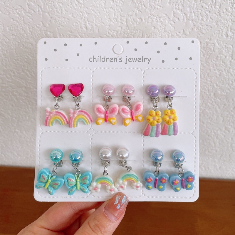 Bērnu ausu klipsi ar karikatūras dizainu, materiāls plastmasa/rezīns, piemērots vecumam 3–10 gadi