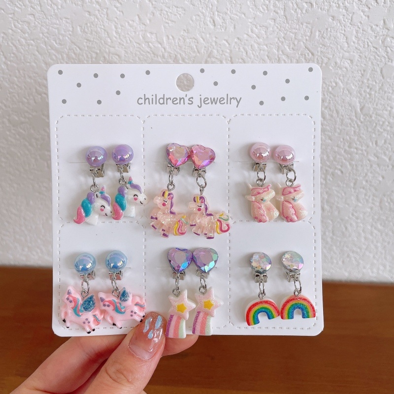 Bērnu ausu klipsi ar karikatūras dizainu, materiāls plastmasa/rezīns, piemērots vecumam 3–10 gadi