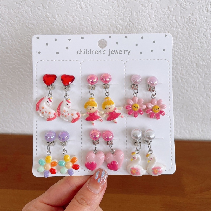 Bērnu ausu klipsi ar karikatūras dizainu, materiāls plastmasa/rezīns, piemērots vecumam 3–10 gadi