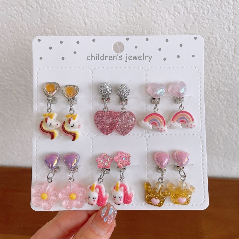 Bērnu ausu klipsi ar karikatūras dizainu, materiāls plastmasa/rezīns, piemērots vecumam 3–10 gadi