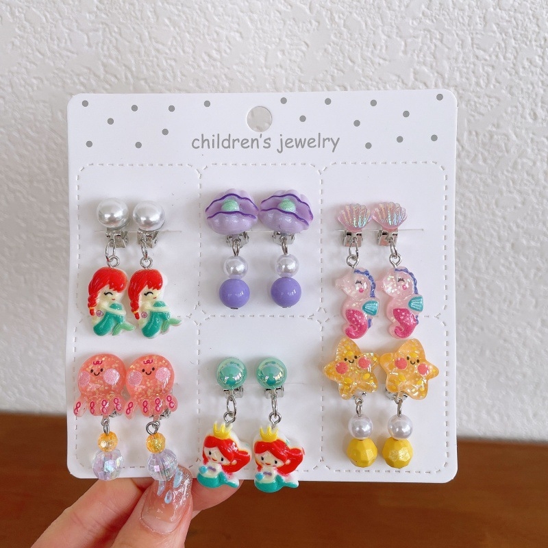 Bērnu ausu klipsi ar karikatūras dizainu, materiāls plastmasa/rezīns, piemērots vecumam 3–10 gadi