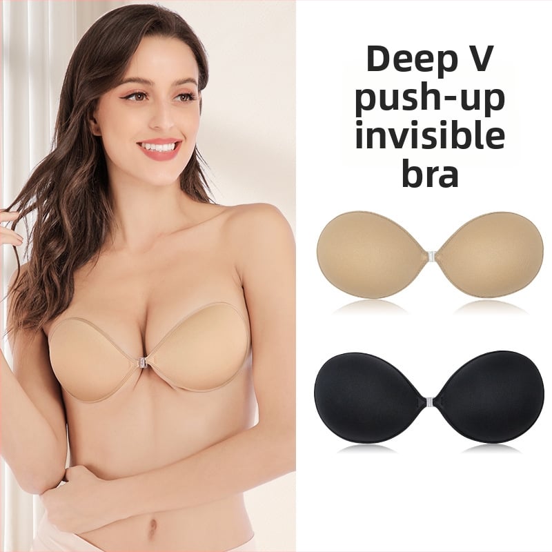 Un singur piesă fără bretele, silicon pentru bust, sutien invizibil lucios, cupa 1/2, cupă subțire modelată