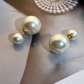 Pärl stud kõrvarõngad kahe kandmise viisi, metallist korpus, vasest postid, geomeetriline stiil, naistele