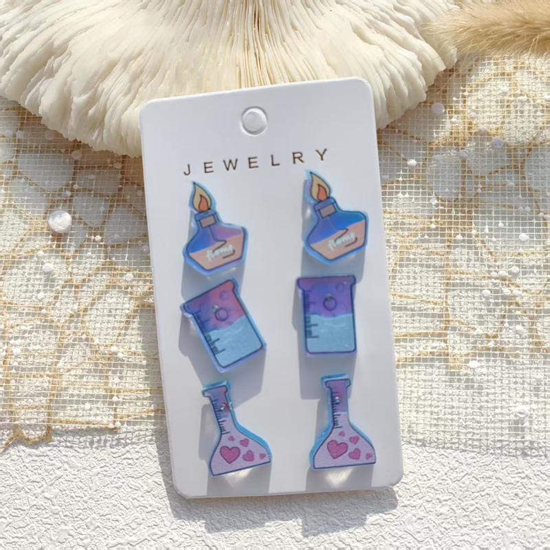 Akrila ģeometriskas auskari, triju gabalu komplekts, vintage retro stils, pavasaris 2024