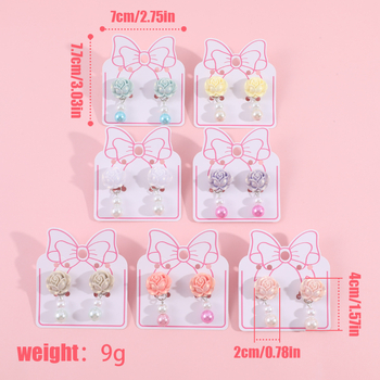 Χειροποίητο κλιπ αυτιού με σχήμα ρόδου και τεχνητό μαργαριτάρι, ρητίνη και γυάλινο μαργαριτάρι