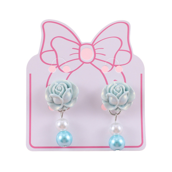 Χειροποίητο κλιπ αυτιού με σχήμα ρόδου και τεχνητό μαργαριτάρι, ρητίνη και γυάλινο μαργαριτάρι