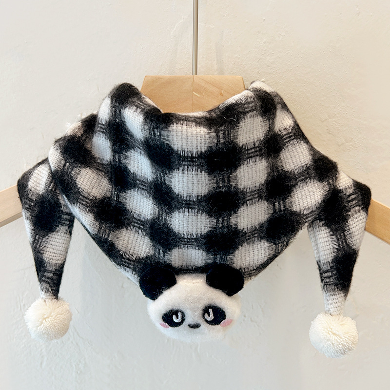 Dječji trokutasti šal, topao i otporan na vjetar, tkana tkanina, karikaturalni uzorak, pogodan za jesen, zimu i proljeće.