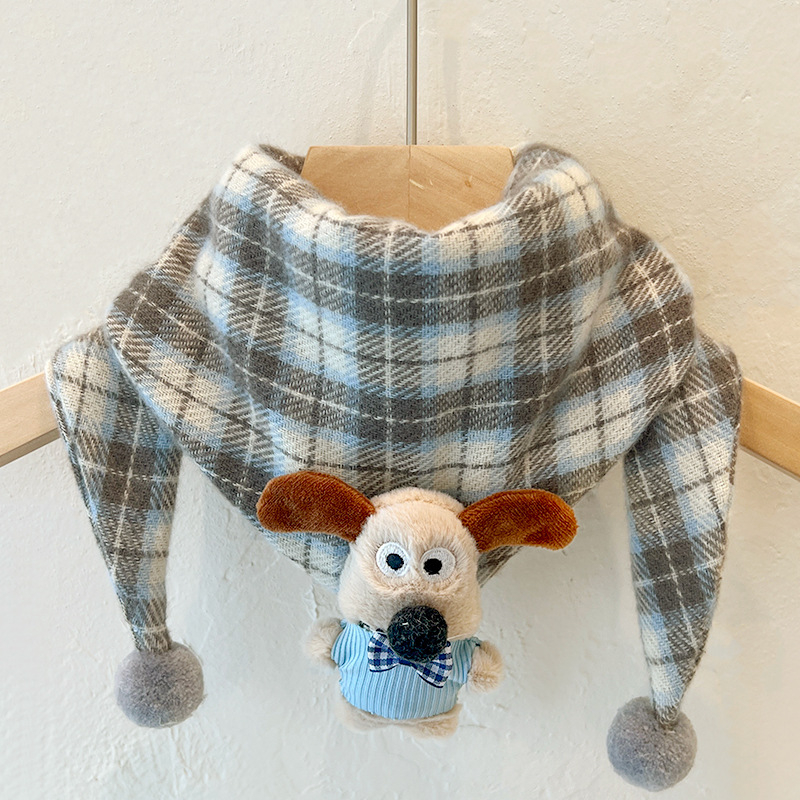 Dječji trokutasti šal, topao i otporan na vjetar, tkana tkanina, karikaturalni uzorak, pogodan za jesen, zimu i proljeće.