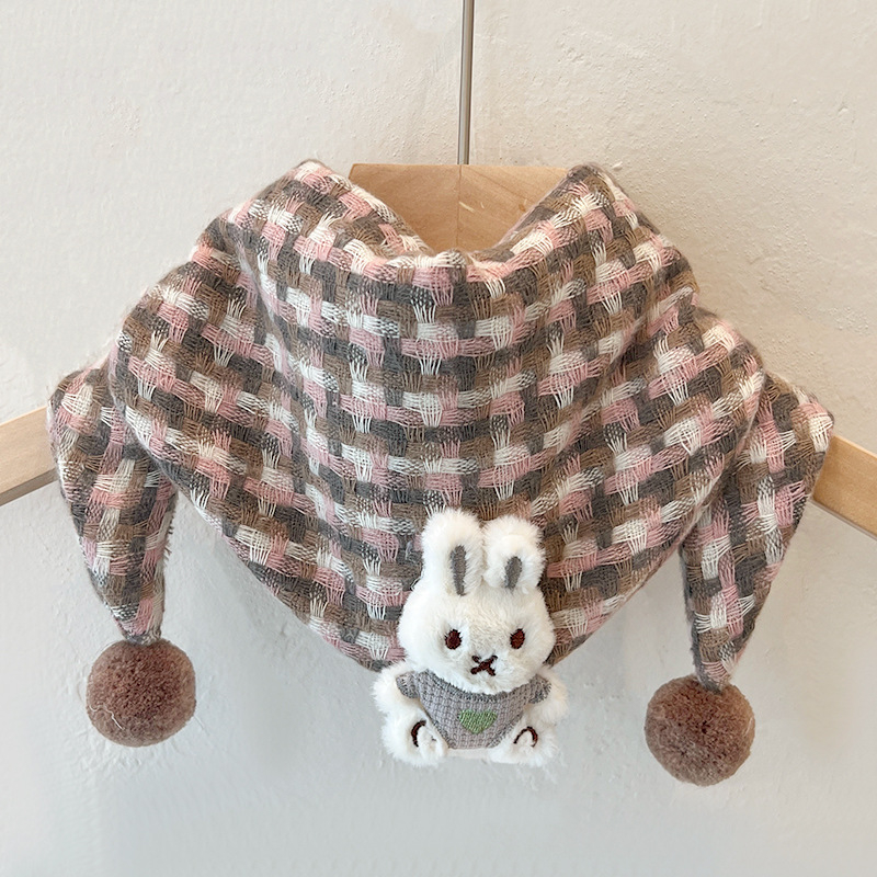 Dječji trokutasti šal, topao i otporan na vjetar, tkana tkanina, karikaturalni uzorak, pogodan za jesen, zimu i proljeće.