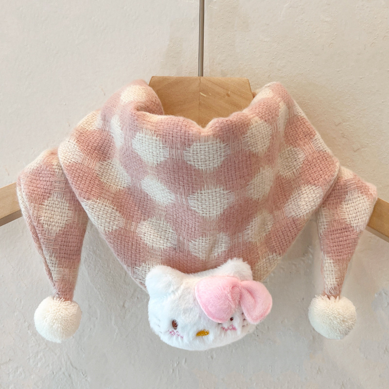 Dječji trokutasti šal, topao i otporan na vjetar, tkana tkanina, karikaturalni uzorak, pogodan za jesen, zimu i proljeće.