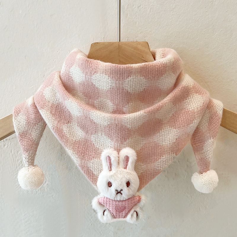 Dječji trokutasti šal, topao i otporan na vjetar, tkana tkanina, karikaturalni uzorak, pogodan za jesen, zimu i proljeće.