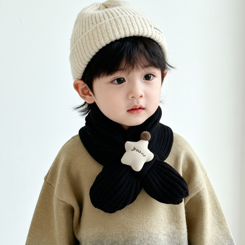 Dječji križno pleteni šal za vrat za jesen i zimu, unisex (Unisex • Jesen/Zima • Križni dizajn • Zvjezdani uzorak)